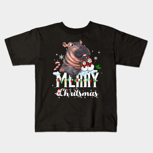 Funny Hippo Fiona Christmas Kids T-Shirt by eldridgejacqueline